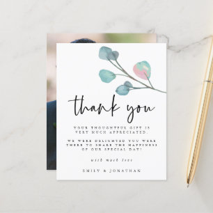 Budget Modern Eucalyptus Photo Wedding Thank You