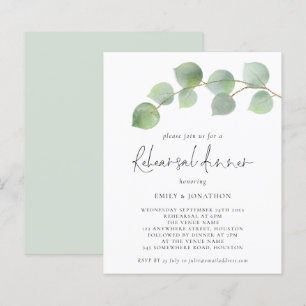 Budget Modern Eucalyptus Rehearsal Dinner Invite
