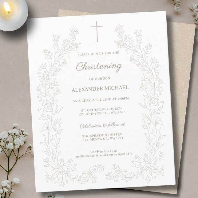 Budget Modern Floral Cross Christening Baptism (Creator Uploaded)