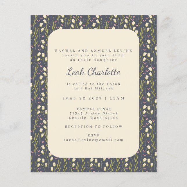 Budget Modern Garden Floral Earthy Bat Mitzvah (Front)