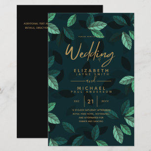 BUDGET Modern Garden Leaves Wedding Invitation