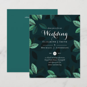 BUDGET Modern Garden Leaves Wedding Invitation