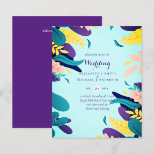 BUDGET Modern Garden Leaves Wedding Invitation