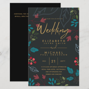 BUDGET Modern Garden Leaves Wedding Invite A9