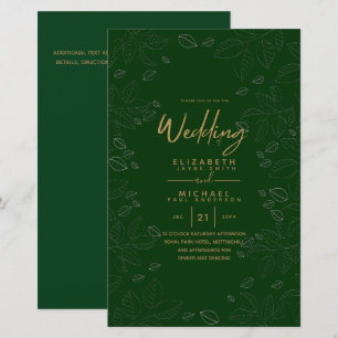 BUDGET Modern Garden Leaves Wedding Invite A9