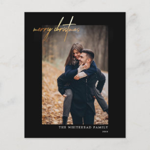 Budget Modern Gold Merry Christmas Black Card