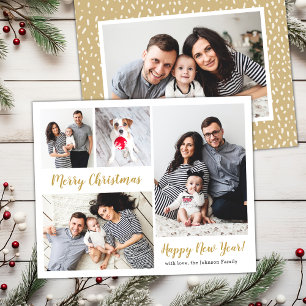 Budget Modern Gold Script 5 Photo Christmas Cards