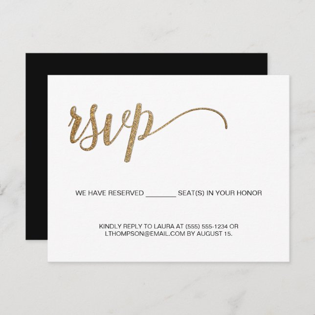 Budget Modern Gold Simple RSVP  Reserved Seat Enclosure Card (Front/Back)