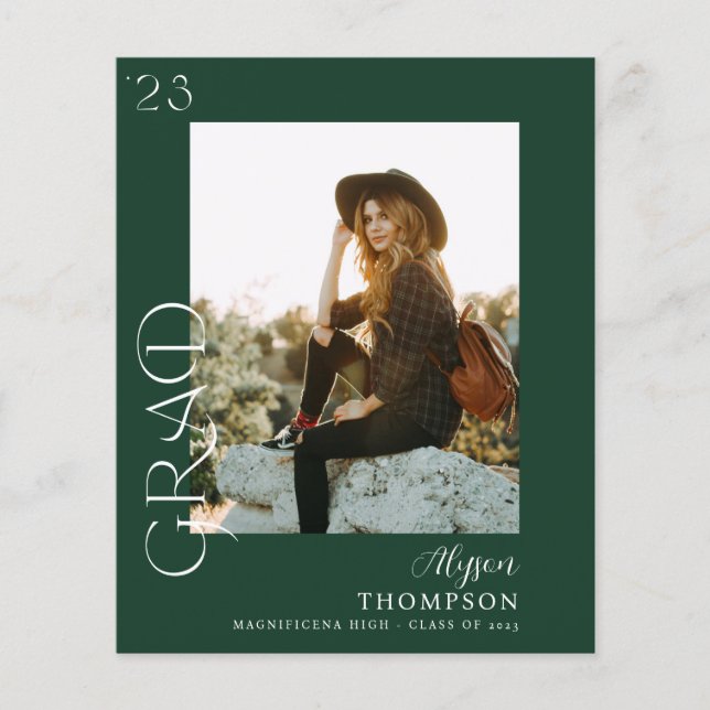 Budget Modern GRAD Photo Graduation - Green Flyer (Front)