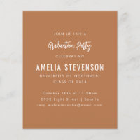 Budget Modern Graduation Party Terracotta Invite