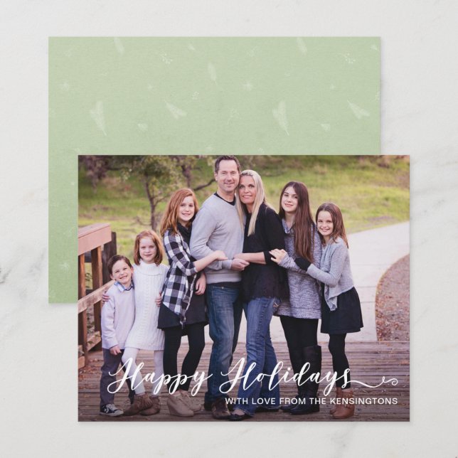 Budget Modern Happy Holidays Handwritten Photo (Front/Back)