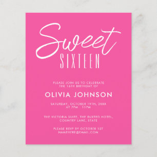 BUDGET Modern Hot Pink Sweet Sixteen 16th birthday