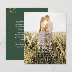 Budget Modern Juniper Green Wedding Invitation