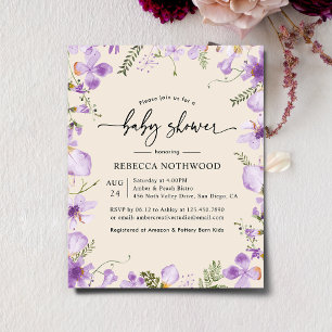 Budget Modern Lavender Baby Shower Invitation