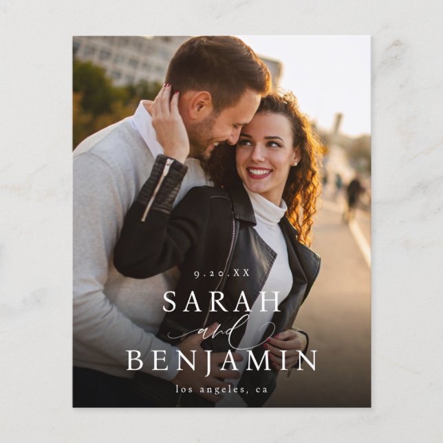 Budget Modern M Photo Vertical Chic Save the Date Flyer (Front)