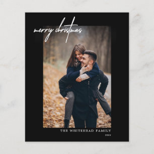 Budget Modern Merry Christmas Black Photo Card