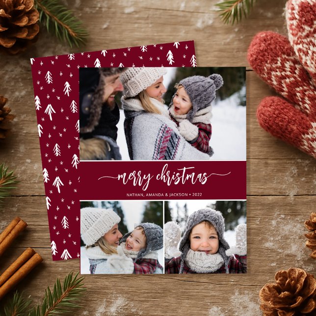 Budget Modern Merry Christmas Photo Collage Card (Creator Uploaded)