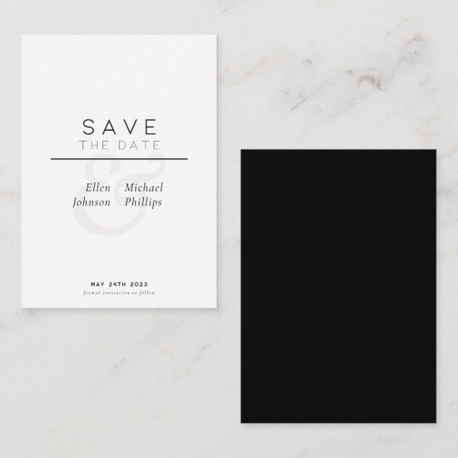 budget modern minimal elegant save the date  card (Front/Back)
