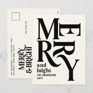 Budget Modern minimal simple cream merry Christmas Holiday Postcard