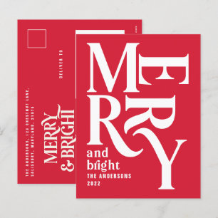 Budget Modern minimal simple red merry Christmas Holiday Postcard
