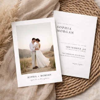 Budget Modern Minimalist Boho Photo Wedding Invitation