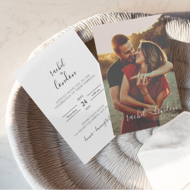 Budget Modern & Minimalist Elegant Photo Wedding Invitation (save the date, thank you invitation, wedding card, wedding photo, photo collage, personalized photo)