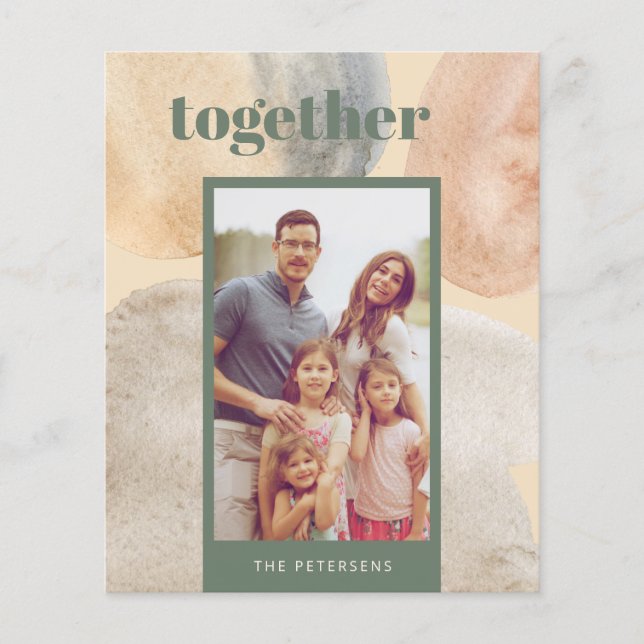 Budget modern minimalist photo Christmas card (Front)