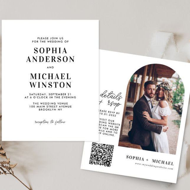 Budget Modern Minimalist RSVP QR Photo Wedding (Creator Uploaded)
