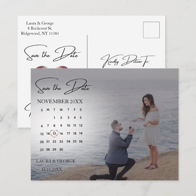 Budget Modern Minimalist Save The Date Photo  Postcard (Front/Back)