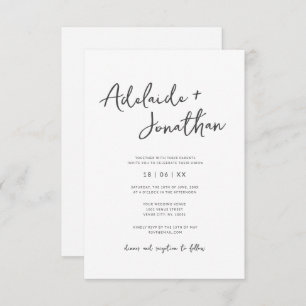 Budget Modern Minimalist Simple Wedding Invitation