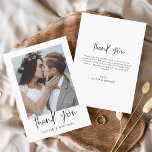Budget Modern Minimalist Thank You Cards<br><div class="desc">Budget Wedding Thank You Cards that have a photo on the front and back. The Thank you cards contain a modern hand lettered cursive script typography that are elegant,  simple and modern to use after you wedding day celebration.</div>
