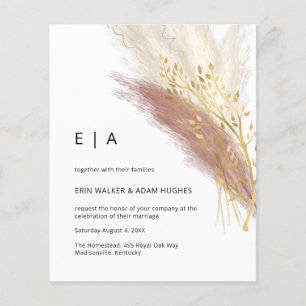 Budget Modern Monogram Boho Pink Gold Pampas Grass Flyer