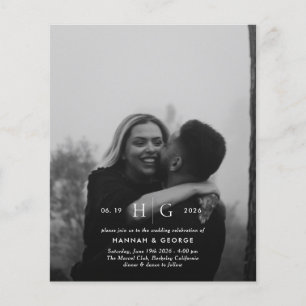 Budget Modern Monogram Portrait Wedding Invitation