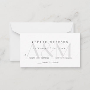 Budget Modern Monogram Wedding RSVP Cards