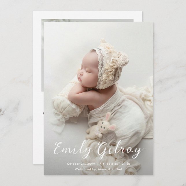 Budget Modern Newborn Baby Photo Collage Birth Announcement (Front/Back)