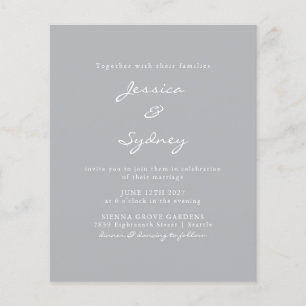 Budget Modern Pewter Script Wedding Invitation