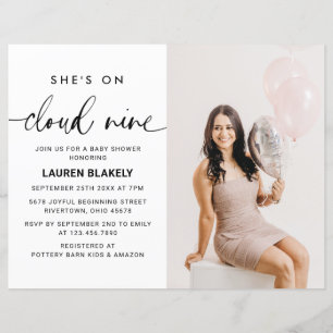 Budget Modern Photo Cloud 9 Baby Shower Invitation