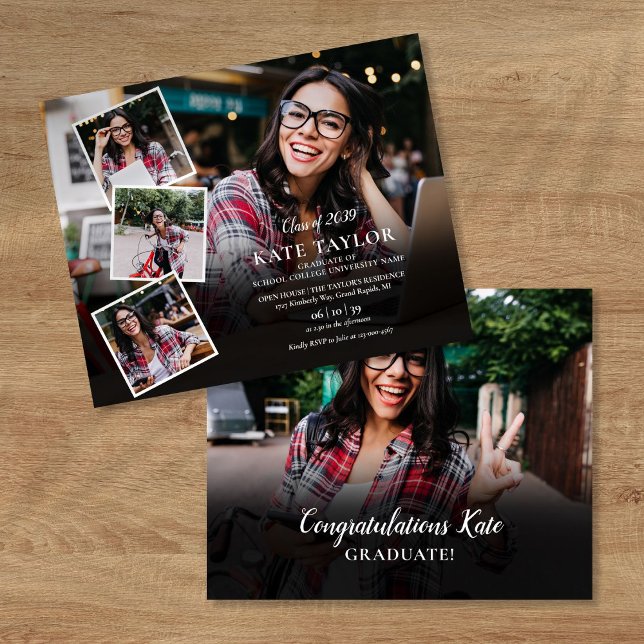 Budget Modern Photo Collage Graduation Invitation (Budget Modern Photo Collage Graduation Invitation)