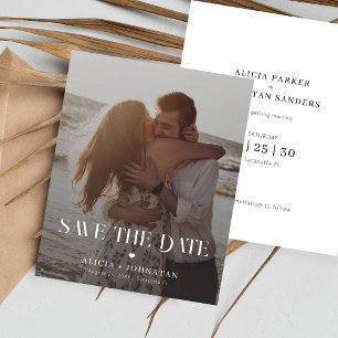 Budget modern photo destination wedding save date