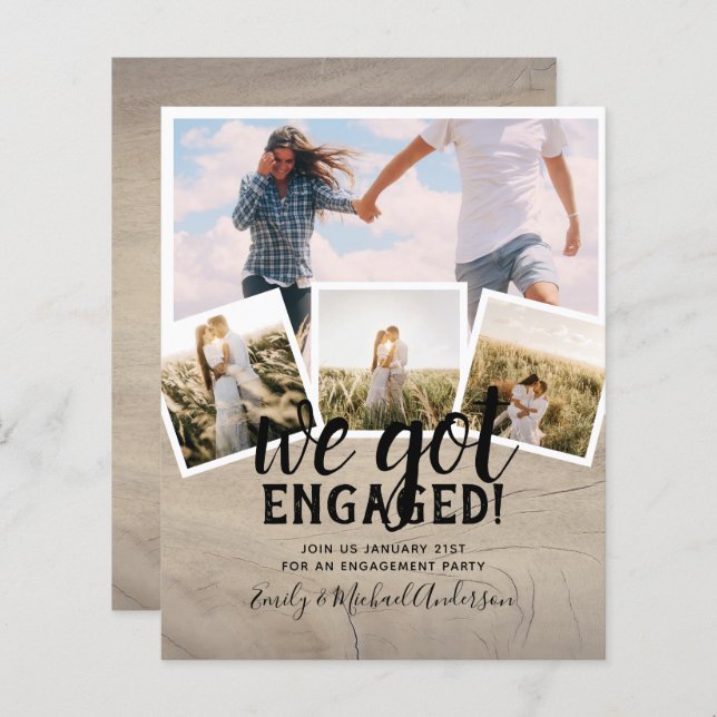 BUDGET Modern PHOTO ENGAGEMENT Announcement (Front/Back)