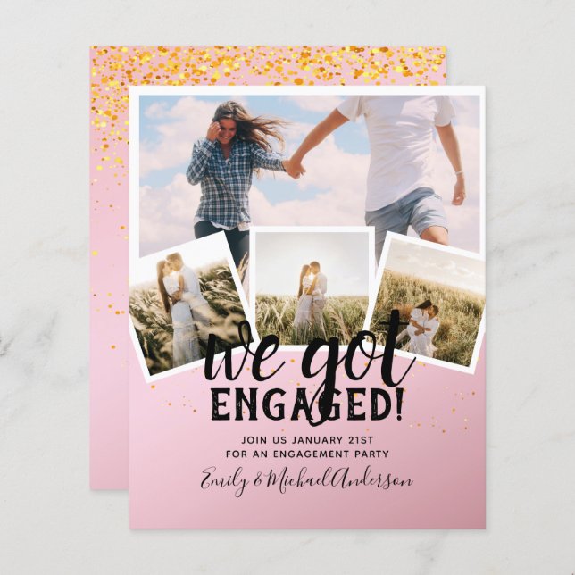 BUDGET Modern PHOTO ENGAGEMENT Announcement (Front/Back)