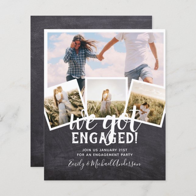 BUDGET Modern PHOTO ENGAGEMENT Announcement (Front/Back)