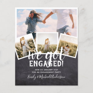 BUDGET Modern PHOTO ENGAGEMENT Announcement Flyer