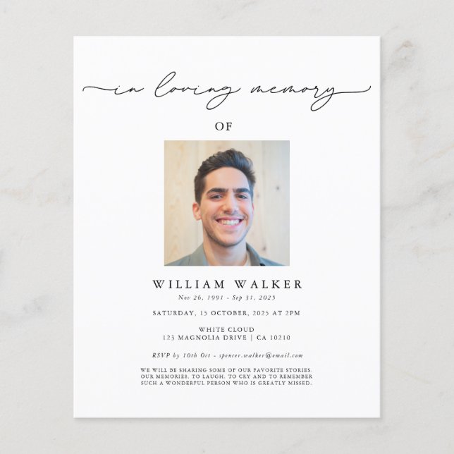 Budget Modern Photo Funeral Memorial Service (Front)