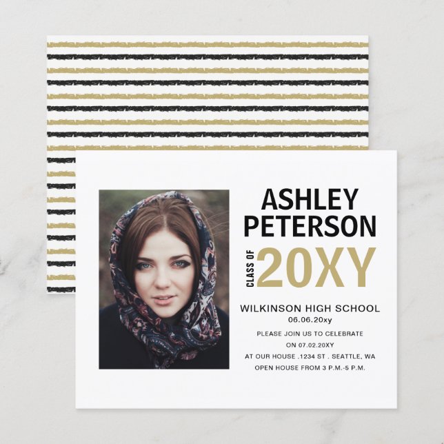 Budget Modern Photo Graduation Announcement (Front/Back)