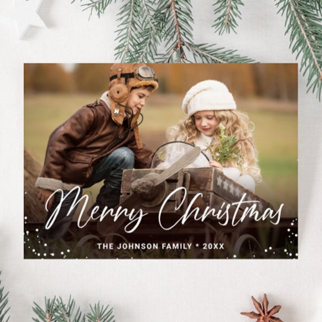 Budget Modern PHOTO Merry Christmas Greeting Card (Creator Uploaded)