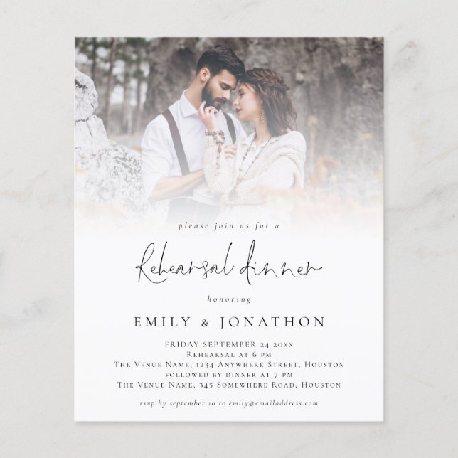 Budget Modern Photo Overlay Rehearsal Dinner (Front)