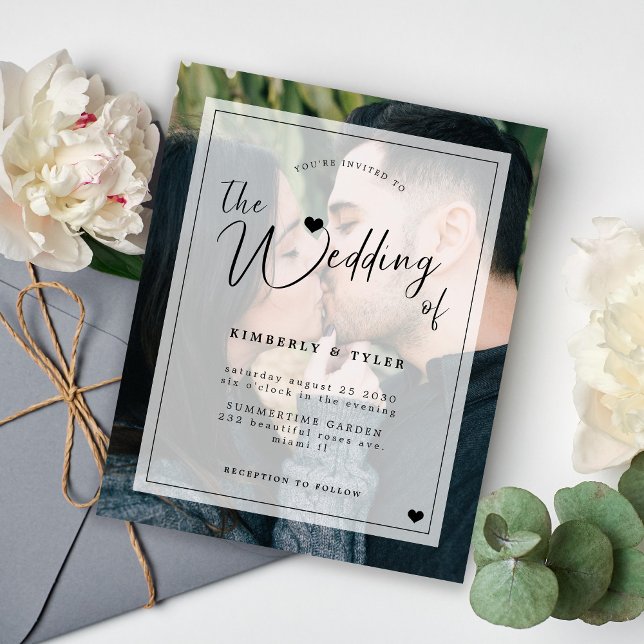 Budget modern photo overlay wedding invitation (Creator Uploaded)