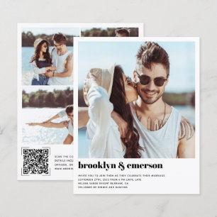 Budget Modern Photo QR Code Wedding Invitation