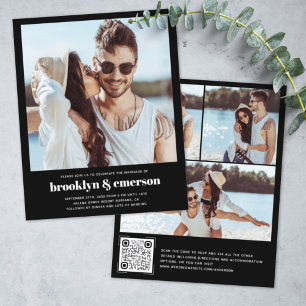 Budget Modern Photo QR Code Wedding Invitation
